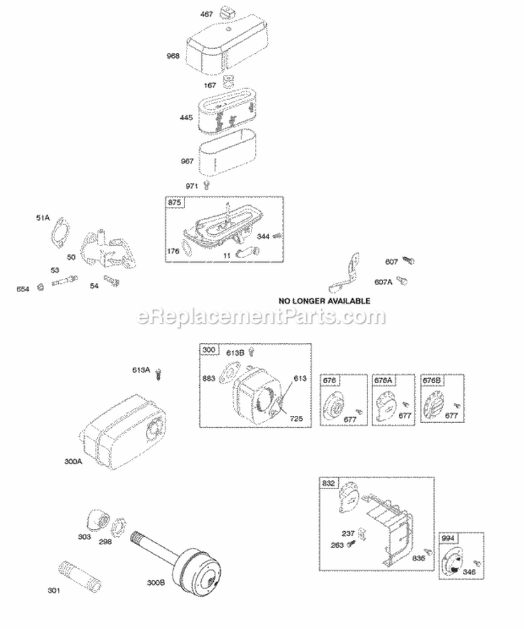 Air Cleaner Muffler Diagram and Parts List for 286707-0111-02  Briggs and Stratton Engine